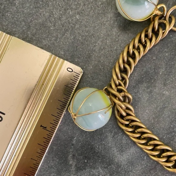 Vintage Marble Wire Wrapped Gold Charm Bracelet - Picture 5 of 11